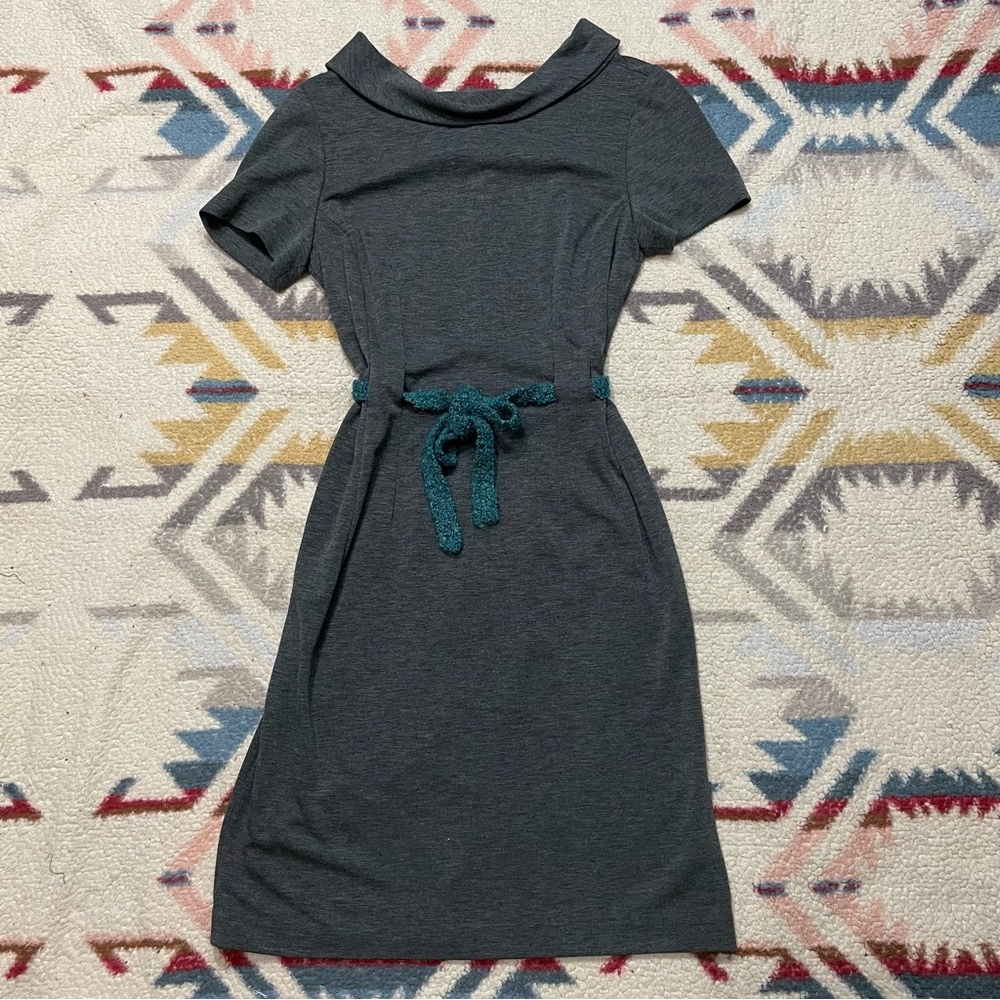 Donna Morgan Women Gray Casual Career Front Tie Dress Size 8
